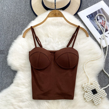 Sexy Fashion Design Camisole Tank Top Women Slim Fit Outerwear Spicy Base Shirt Sexy Backless Vest Short Straight Cut Bodycon