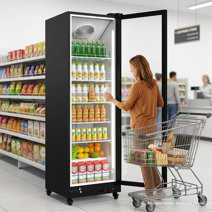 Yeego Commercial Display Beverage Refrigerator 12.36 cubic feet Vending machine beverage cooler with LED lights and adjustable shelf suitable for 0-22 ° F Supermarket,Business,Grocery Store,Office,Home