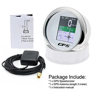 85mm Digital GPS Speedometer Odometer with GPS Antenna TFT Screen Waterproof Voltmeter Universal for 12V 24V Car Boat Motorcycle