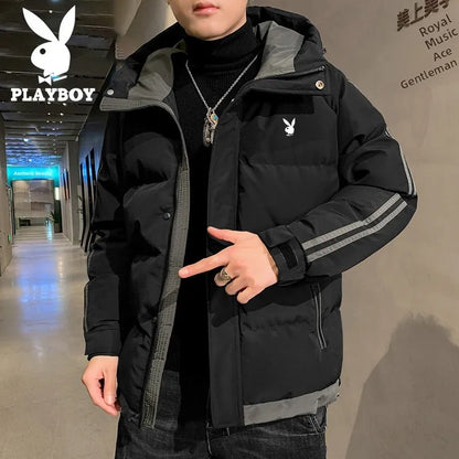 Men's Cotton Jacket 2024 New Winter Thickened Hooded down Cotton Padded Coat Fashionable Loose Style Urban Casual Wear