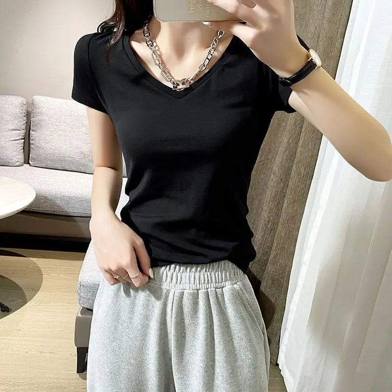 Summer Women's Slim Fit Short Sleeve T-Shirt Half Sleeve Base Shirt Versatile Base Layer Top Quality Polyester Fiber Commute ...