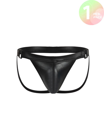 PU Faux Leather Underwear Men's Jockstrap Gay Erotic Panties Sexy Lingerie Hot Sexy Male's Thongs G String  1/3/5pcs