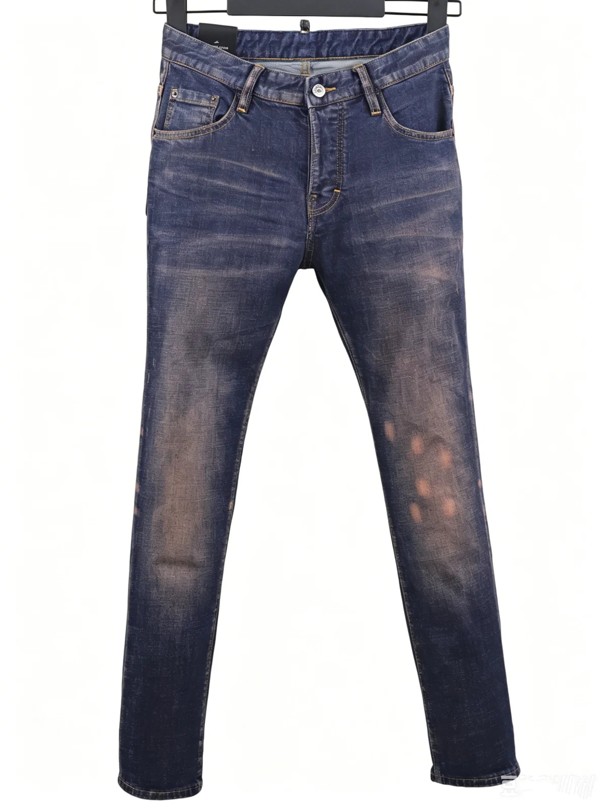 6058 Four Seasons New Men's Wash Grinding Hole Patch Paint Splash Ink Micro-bullet Leg Grey Jeans for Men