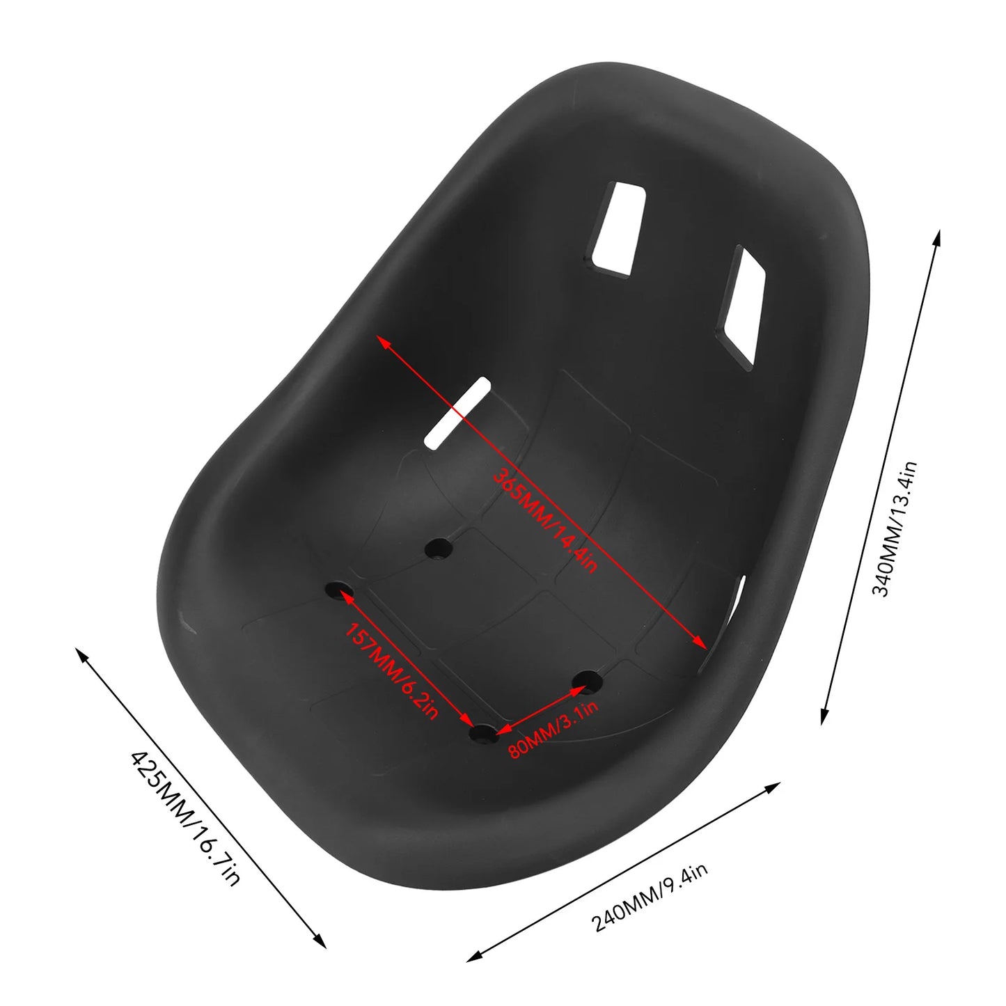 Ergonomic Seat Backrest Saddle ABS Heavy Duty Shockproof Comfortable Universal Fit for Go Kart Drift Balance Bike Modification
