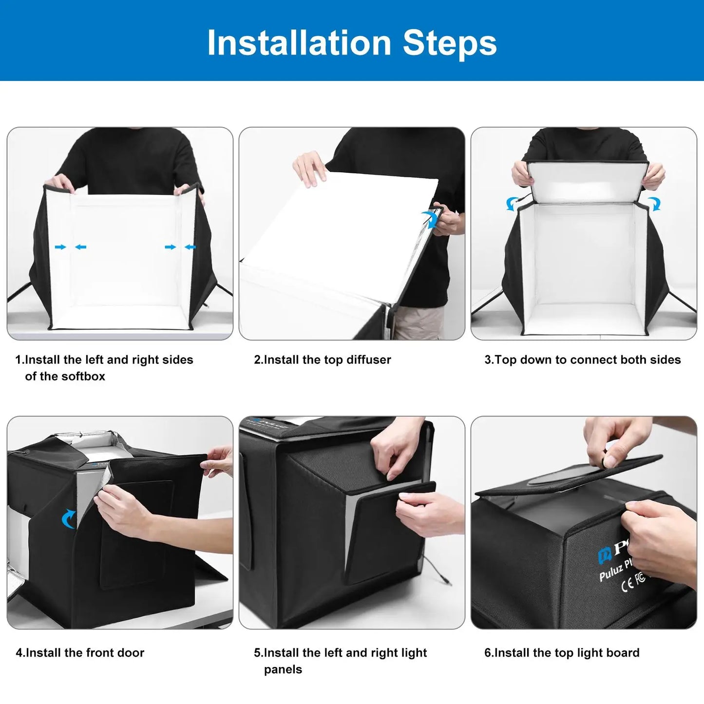 PULUZ 40cm Folding 72W 5500K Studio Shooting Tent Soft Box Photography Lighting Kit with 4 Colors Backdrops LED Photo Softbox