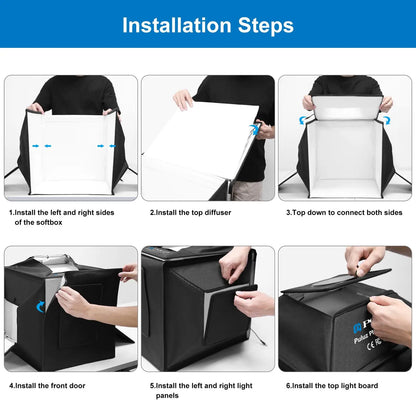 PULUZ 40cm Folding 72W 5500K Studio Shooting Tent Soft Box Photography Lighting Kit with 4 Colors Backdrops LED Photo Softbox
