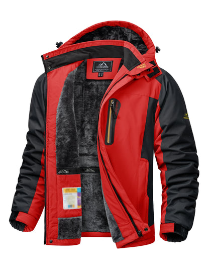 TACVASEN Winter Heavyweight Fleece Lined Parka Waterproof Men Ski Snowboard Jackets Windproof Removable Hoodie Coats Windbreaker