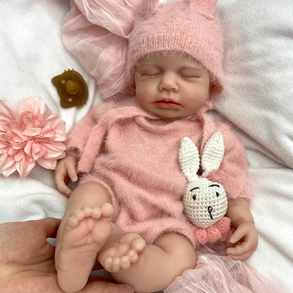45cm Lifelike Full Body Soft Silicone Reborn Baby Girl Open Mouth Realistic Weighted Newborn Doll for Childcare Training