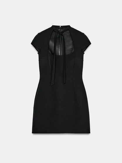 Elegant Short Sleeve Square Collar  Knot Decorated Dress ZA2026 New Summer Women's Fashion Company Annual Meeting