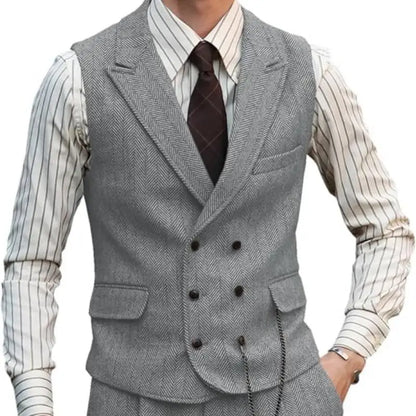 Men Vest Brown Suede Leather Gentleman Business Waistcoat Vintage Regular Slim Autumn Winter Banquet Men's Suit Vest