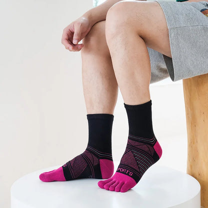 5 Pairs Men's Sports Five Finger Socks Colorful Compression Quick-Drying Sweat-Absorbing Fitness Cycling Hiking Split Toe Socks
