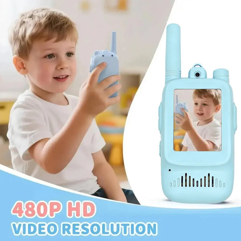 2pcs kids Video Walkie Talkie Rechargeable Indoor Outdoor Toys One-Click Call Essential for Camping & Hiking Adventures gift