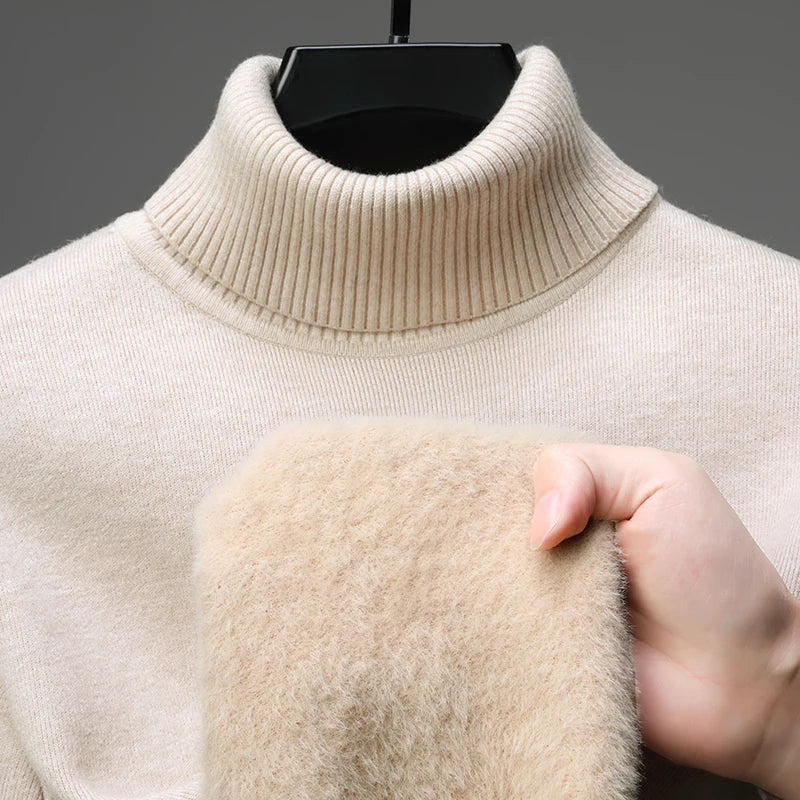 Luxury brand high-quality fashionable versatile high necked knitted sweater with cashmere base sweater