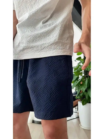 Black Bubble Cloth 4-Part Men's Summer Thin American Quick-Dry Sports Shorts Knee-Length Five-Part Mid-Pants Casual Outdoor S...