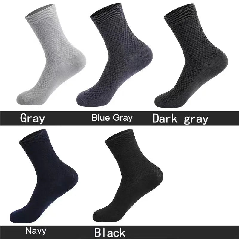 10 Pairs/Lot Men's Socks Bamboo Fiber Business Socks Breathable Deodorant Casual Socks, Large Size EU 38-46, High Quality