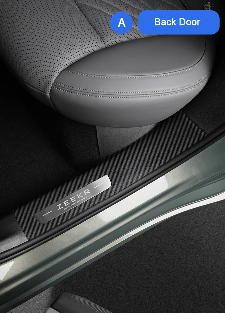 For Zeekr 001 2024 2025，Leather Car Door Anti-kick Pad Front Rear Door Protective Pad Threshold Bar Car Modification Accessories
