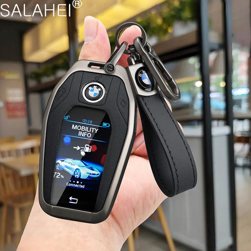 Leather Car Display LED Key Case Fob Cover Shell For BMW 3 5 7 Series G11 G12 G30 G31 X4 X5 X6 X7 i8 G32 G05 G07 X3 Accessories