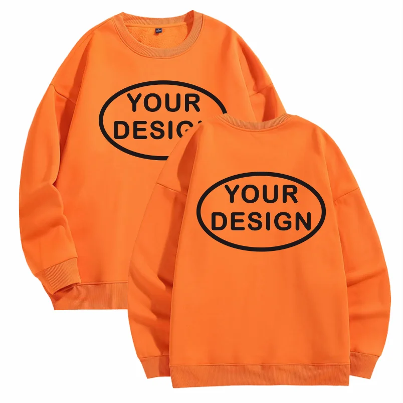 Customized Thick Winter Loose Sports Shirt With Printed Embroidery LOGO Round Neck Hoodie Personal Company Work Uniform
