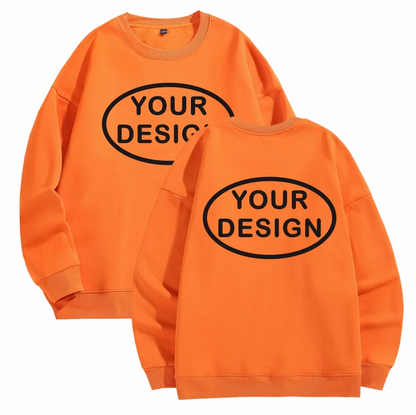 Customized Thick Winter Loose Sports Shirt With Printed Embroidery LOGO Round Neck Hoodie Personal Company Work Uniform