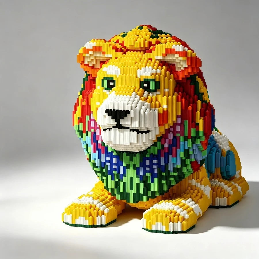 50cm 18888Pcs Colorful Lion Micro Building Blocks DIY Mini Bricks Model Kit Home Decor Adult Kids Creative Toys Birthday Gift