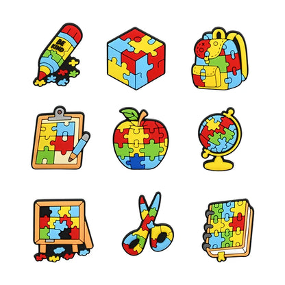 21PCS Autism Stationery  Fall Winter Shoe Charms Garden Shoe Accessories Buckle Fit Clogs Sandals Decorate kids Xmas Gifts