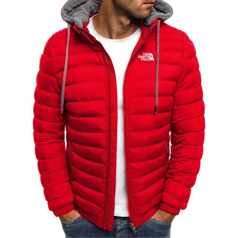 2024 casual outdoor winter men's warm zipper street business travel slim fit fashionable hooded jacket