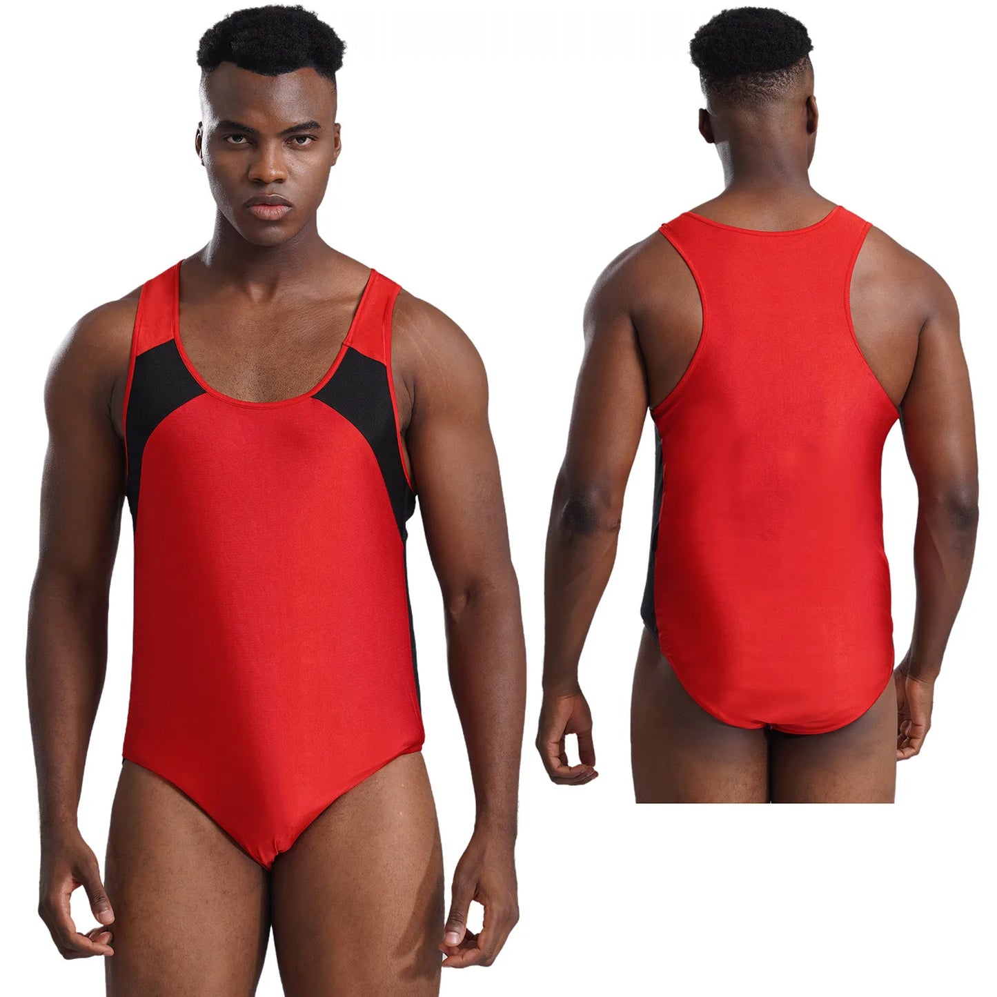 Men's Sleeveless Wrestling Singlet Leotard Racer Back Tank Bodysuits Gymnastics Fitness Jumpsuits Shapwear Ballet Dancewear