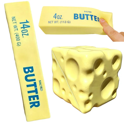 Squishy Simulation Big Butter Stick Fidget Toys Elastic Cube Cheese Stick Funny Squeeze Prank Toy Stress Anxiety Relief Game