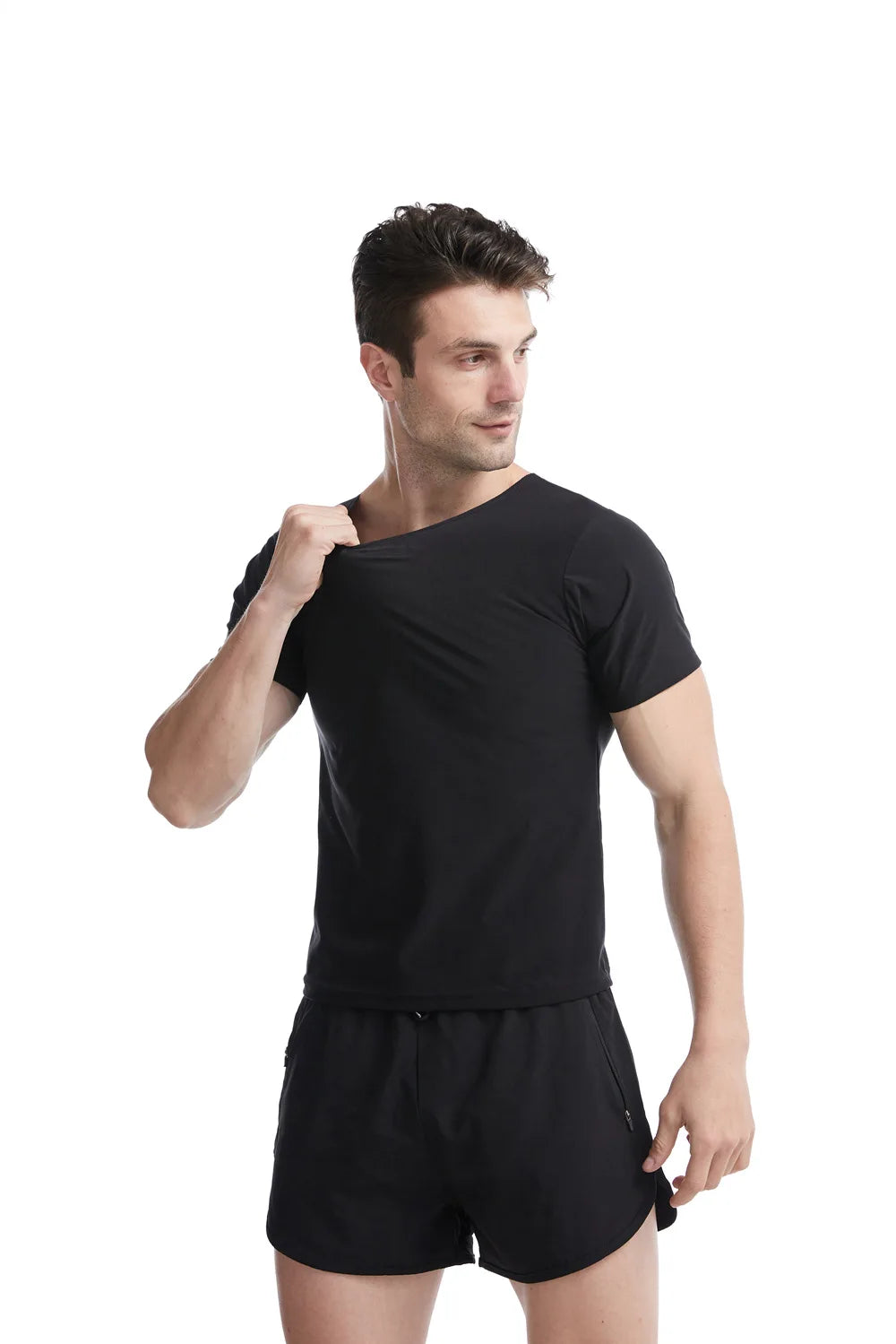 1pcs Men's Shapewear Men's Ftness Sweat Suit Shaping Large Size Vest Sports Abdominal Control Short-sleeved Corset Sauna Suit