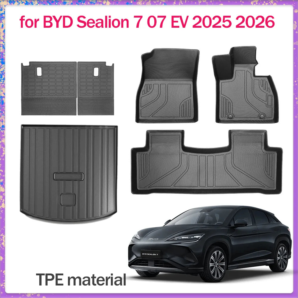 Car Floor Mat for BYD Sealion 7 07 EV 2025 2026 TPE Foot Interior Liner Waterproof Trunk Seats Pad Carpet Custom Part Accessorie