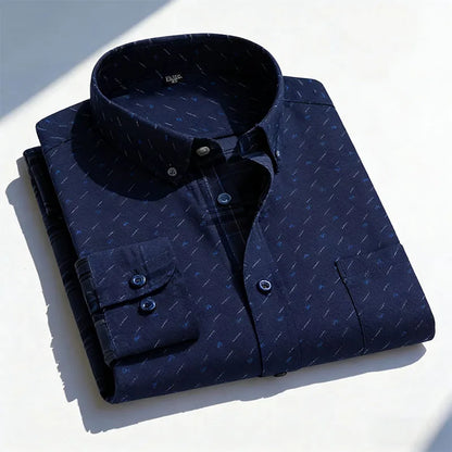 Men's High-quality Fashion Casual Print Plaid Stripe Long Sleeve Shirts Single Pocket Comfort Fit Business Formal Office Blouses