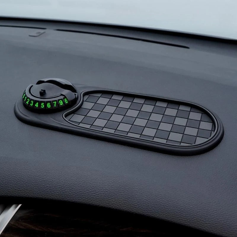 Car Anti-Slip Mat, Rotatable Anti Skid Car Dashboard Pad with Temporary Parking Numbe, Car Anti Slip Mat Phone Holder