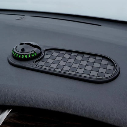 Car Anti-Slip Mat, Rotatable Anti Skid Car Dashboard Pad with Temporary Parking Numbe, Car Anti Slip Mat Phone Holder