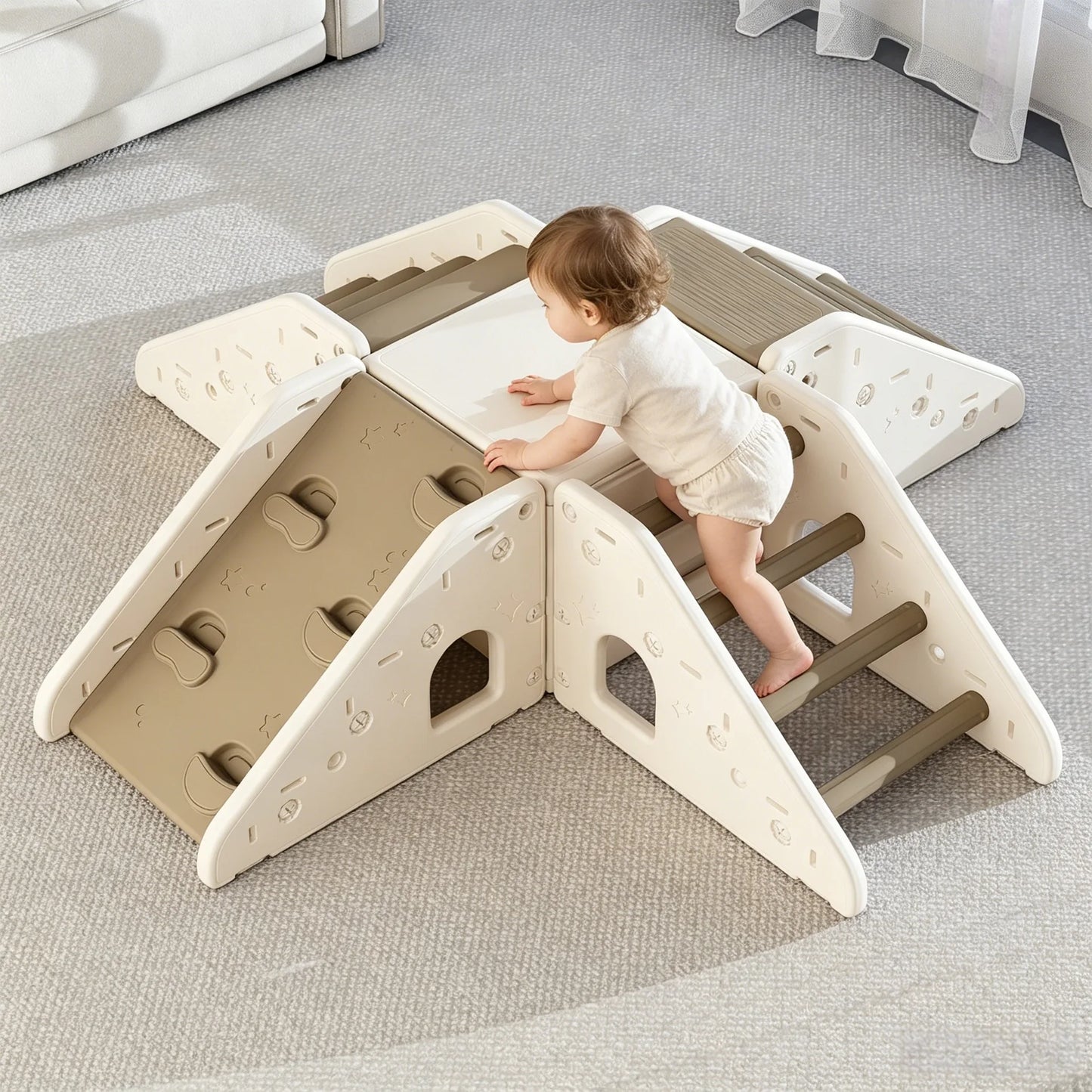 Kids Indoor Climbing Playset with Slide Montessori Toddler Playground HDPE Climber Activity Gym Modules Sold Separately