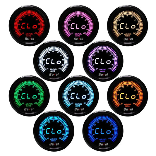 52mm Boost Water temp Oil temp Volt Vacuum Tachometer EGT Air fuel ratio Oil pressure Gauge 10 Color Car Meter