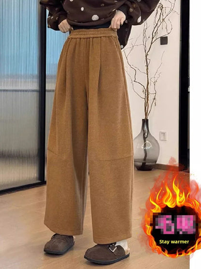 High Waist Wide Leg Pants Women's Thickened Loose Drapey Autumn Winter Large Size Banana Sweatpants Casual Straight Cut