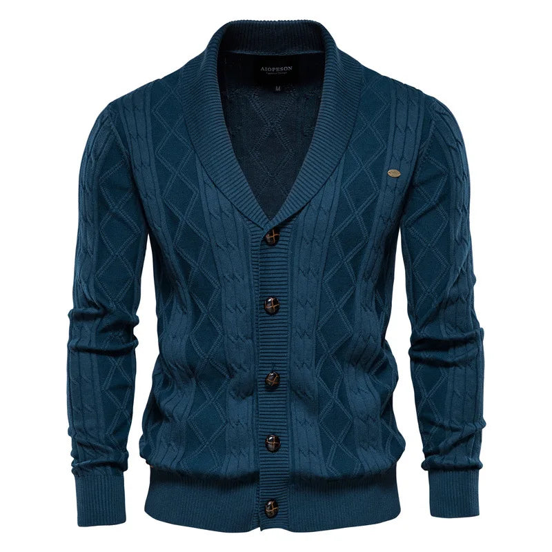 Men Cardigan Casual V-Neck Long Sleeve Sweater Men Coat