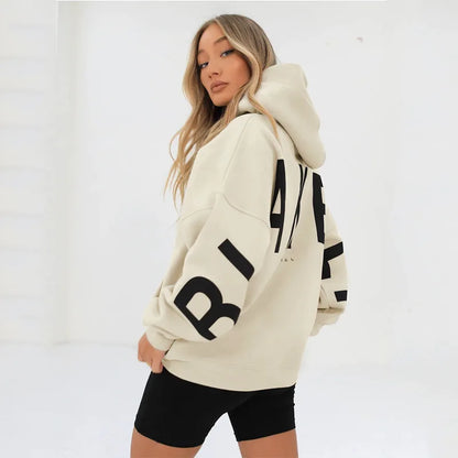 New Women's Thickened Long Sleeve Hoodie Sweatshirt Sweet Style Straight Cut Regular Sleeve Length Autumn Collection Print De...