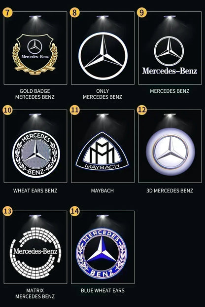QQ 2pcs Car door welcome light logo Emblem Mercedes Benz AMG A C E GLC GLA GLE GLB Class W177 W205 W212 W213 X253 X156 W166 X247