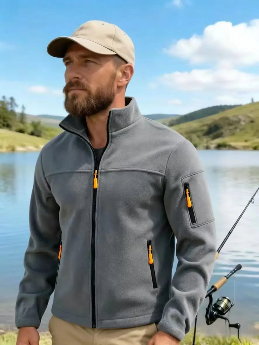 2026 autumn and winter men's new outdoor warm jacket casual sports trend fashionable and versatile solid color jacket