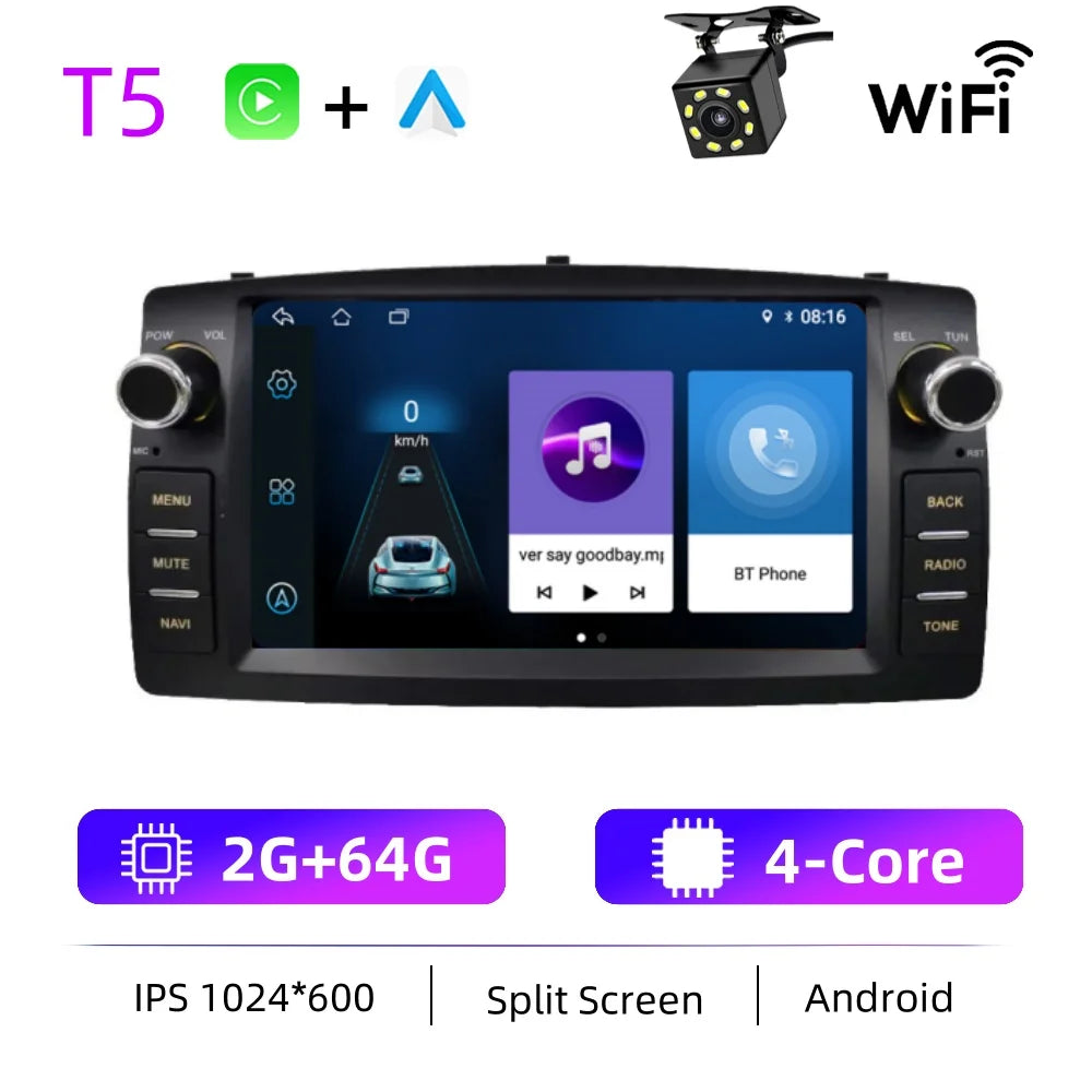 Car Radio Android For Toyota Corolla E120 2003-2006 BYD F3 Carplay Multimedia 7'' Player 2Din Autoaudio Head Unit Navigation GPS