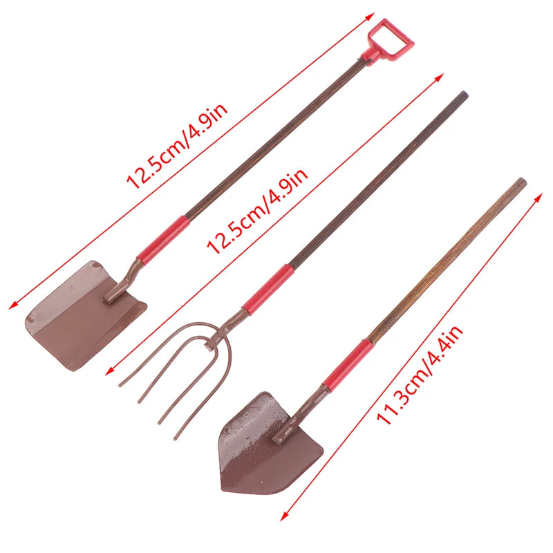 1Set 1:12 Dollhouse Miniature Farm Tool Ax Shovel Pull Cart Broom Boots Watering Can Garden Decor Toy Doll House Accessories