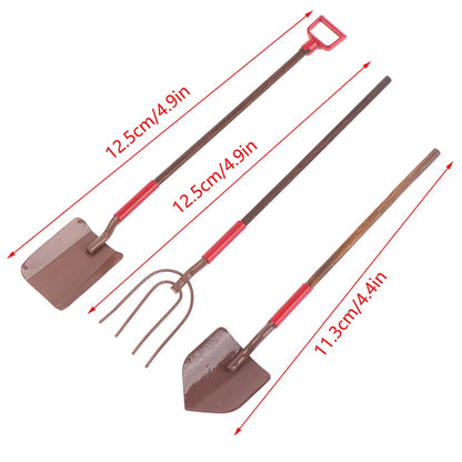 1Set 1:12 Dollhouse Miniature Farm Tool Ax Shovel Pull Cart Broom Boots Watering Can Garden Decor Toy Doll House Accessories