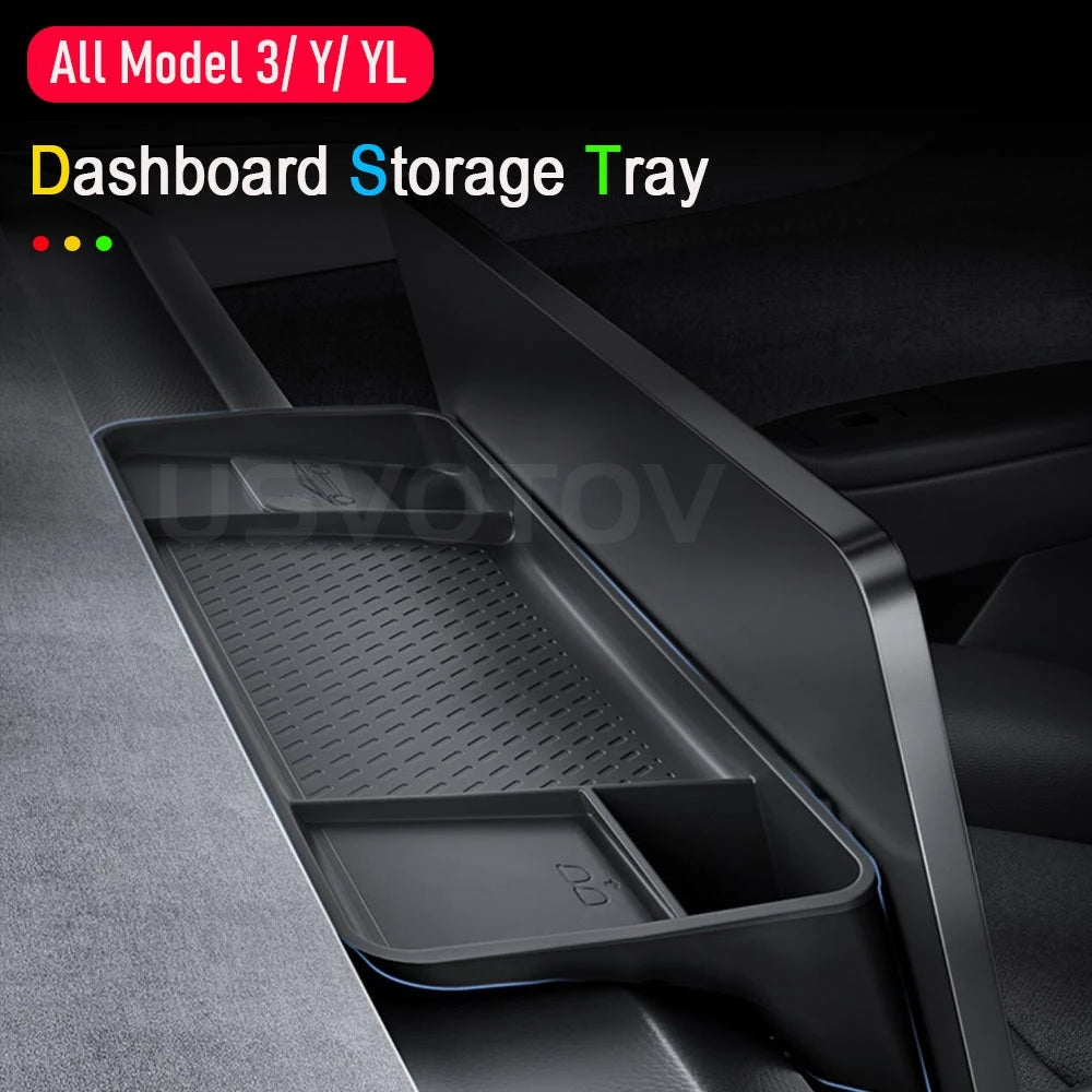 For Tesla Model Y Juniper Model 3 Model YL Dashboard Storage Tray Center Console Organizer Screen Rear Phone ETC Box Accessories