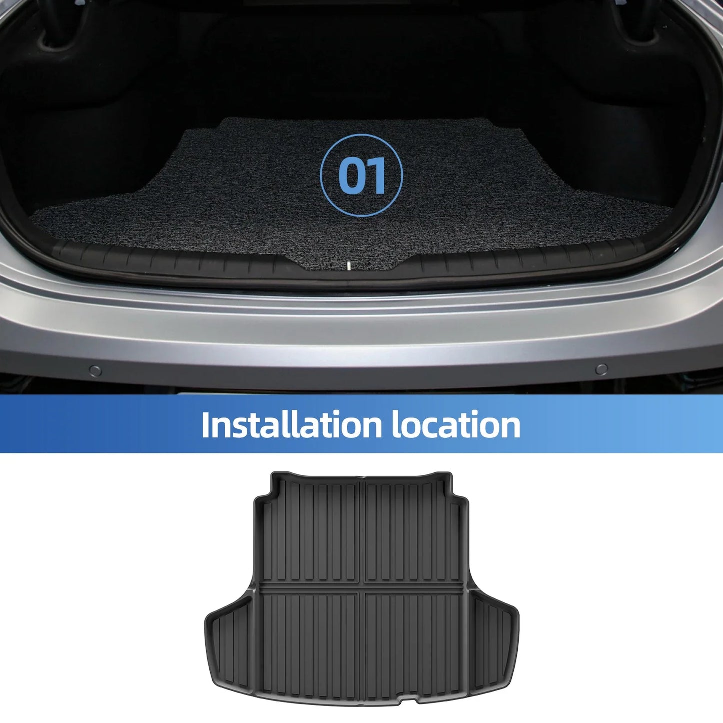SMABEE for Hyundai Sonata 11th 2024 2025 N-line Car Cargo Liner Trunk Pad TPE 3D All Weather Protection Accessories Black