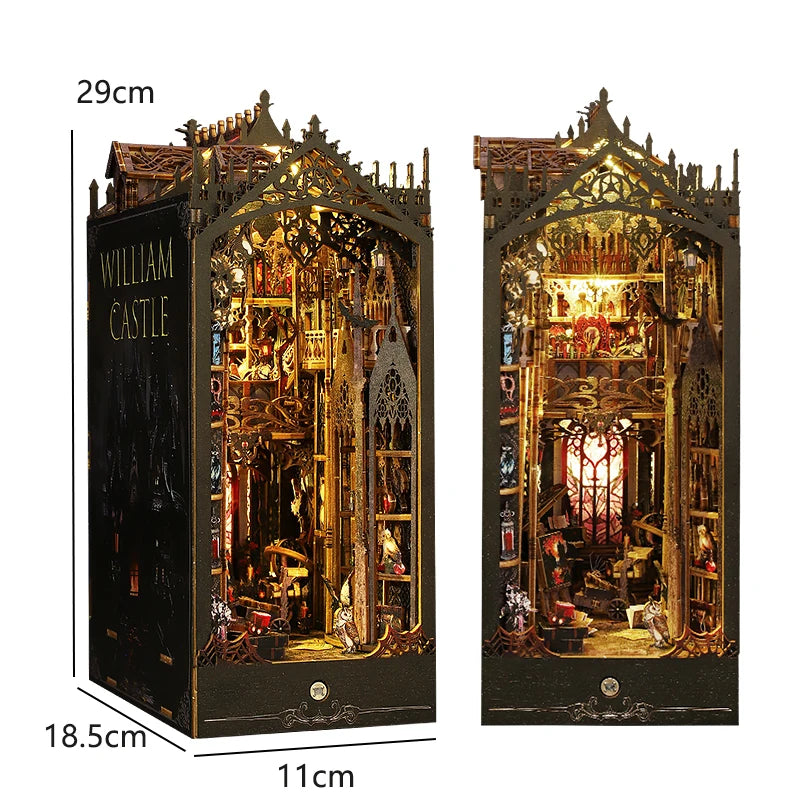 Magical DIY Book Nook Kits Miniature Doll House With LED Light 3D Puzzles Building Wooden Bookshelf Bookend Toy For Adults Gifts