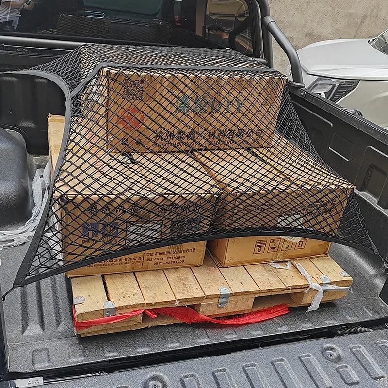 Universal Truck Bed Net Elastic Cargo Mesh Polyester Tailgate Organizer Multi Purpose Light Load Secure Transport Easy Install