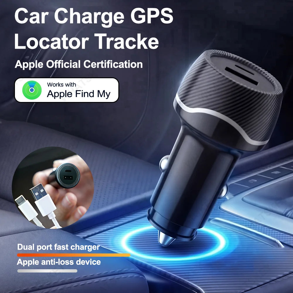 1-4Pack Universal Mini GPS Locator Track Car Charger Cigarette Lighter USB Type-C Adapter Use For iPhone IOS Apple Find My APP
