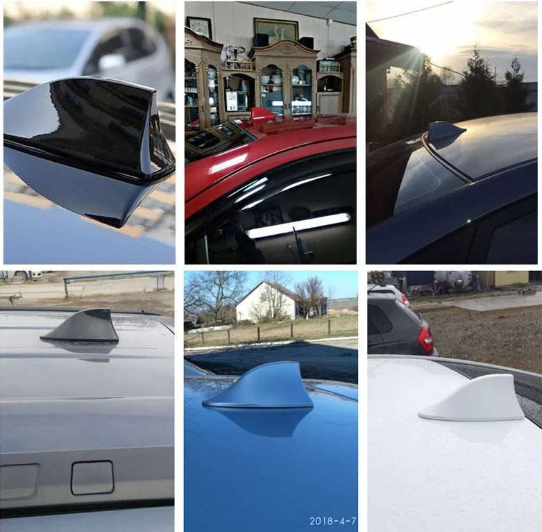 1pc Car decoration shark fin antenna for signal and radio reception, roof wing antenna modification without drilling