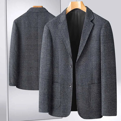 New Men's Blazer Fashion Middle-aged Business Casual Professional Wear Casual Loose British Style Sub-trend Four Seasons Suit